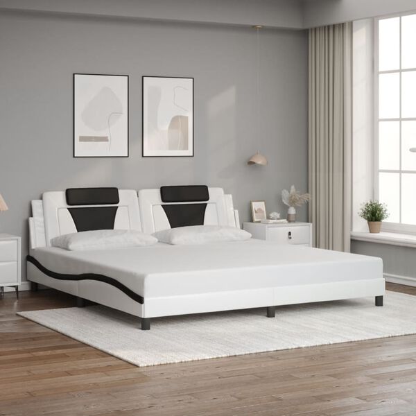 vidaXL Bed Frame "Viana" without Mattress White and Black 200x200 cm Faux Leather