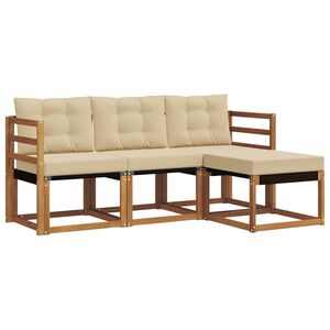 vidaXL Utomhussoffset med kudde 4 pcs Naturlig och Beige