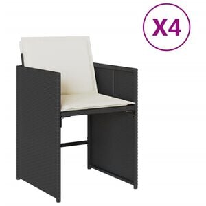 vidaXL Tr&auml;dg&aring;rdsstolar med dynor 4 st svart konstrotting