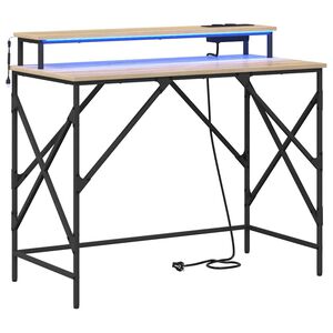 vidaXL Skrivbord Sonoma-ek 100 x 50 x 86,5 cm Konstruerat tr&auml;