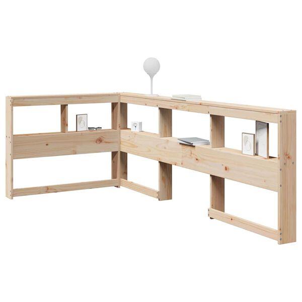 vidaXL Bokhylla sänggavel L-formad 75 cm massiv furu