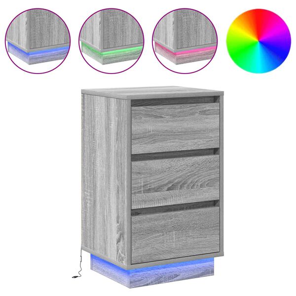 vidaXL Nattduksbord med l&aring;da Gr&aring; 39 x 34,5 x 65 cm Konstruerat tr&auml;