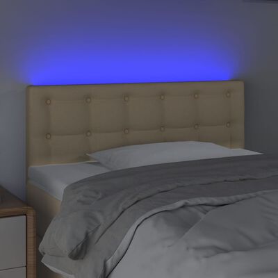 vidaXL Sänggavel LED gräddvit 100 x 5 x 78/88 cm tyg