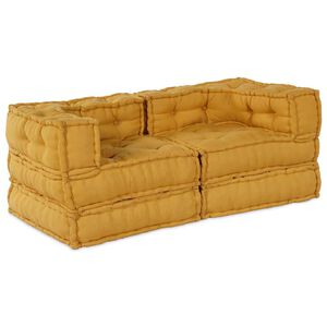 vidaXL Modulsofa enhet 2 st Tyg Gul 140 x 70 x 56 cm