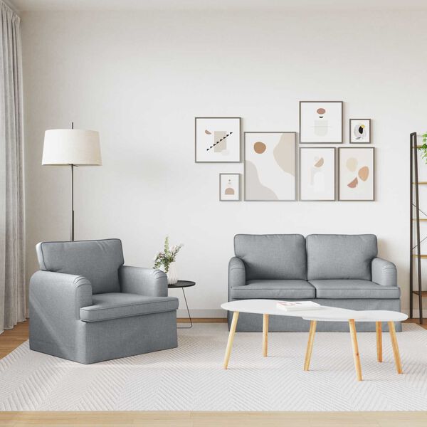 vidaXL Soffset 2 pcs Ljusgr&aring; 144 x 80 x 85 cm tyg