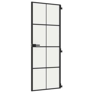 vidaXL Innerd&ouml;rr svart 76x201,5 cm h&auml;rdat glas och aluminium slim