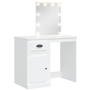 vidaXL Sminkbord med LED-lampor vit 90x42x132,5 cm