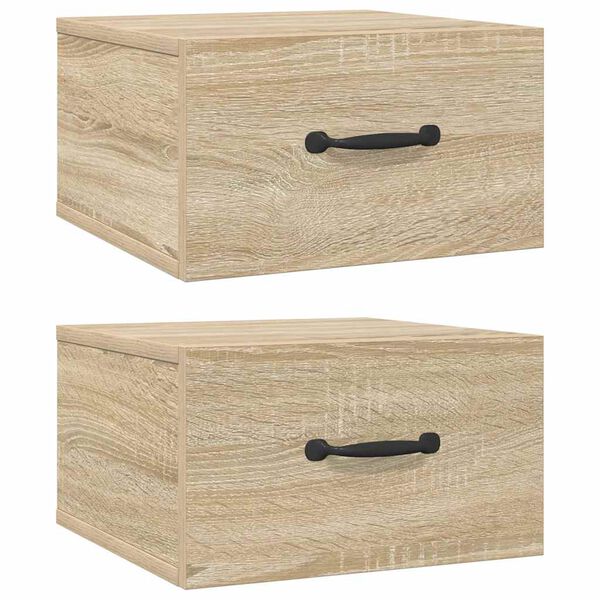 vidaXL V&auml;ggmonterade s&auml;ngbord 2 st sonoma-ek 35x35x20 cm