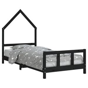 vidaXL S&auml;ngram f&ouml;r barn svart 90x190 cm massiv furu