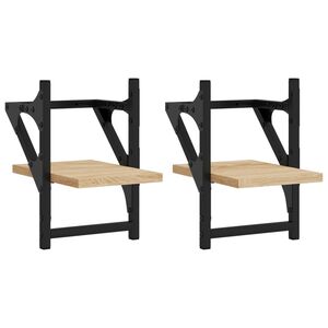 vidaXL Vägghyllor med stänger 2 st sonoma-ek 20x25x30 cm