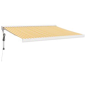 vidaXL Markis inf&auml;llbar gul och vit 3x2,5 m tyg&aluminium