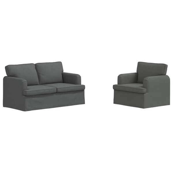 vidaXL Soffa 2 pcs M&ouml;rkgr&aring; 144 x 80 x 85 cm tyg