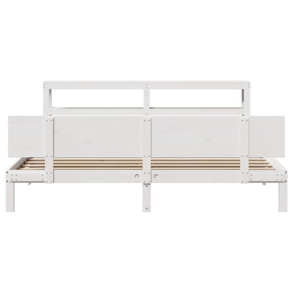 vidaXL S&auml;ngram med huvudgavel utan madrass vit 200x200 cm