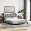 vidaXL Bed Frame with LED without Mattress "Hvar" Light Grey 160x200 cm Fabric