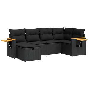 vidaXL Loungegrupp med dynor 6 delar svart konstrotting