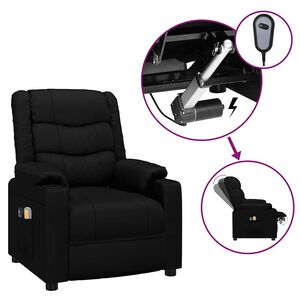 vidaXL Elektrisk massagef&aring;t&ouml;lj svart konstl&auml;der