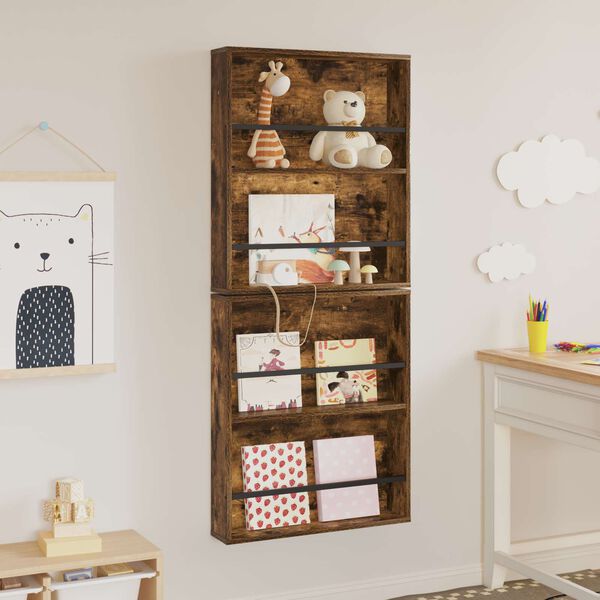 vidaXL Tidningshylla 2 pcs R&ouml;kt ek 60 x 12 x 70 cm Konstruerat tr&auml;