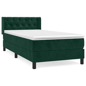 vidaXL Rams&auml;ng med madrass m&ouml;rkgr&ouml;n 80x200 cm sammet