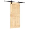 vidaXL Skjutd&ouml;rr Naturlig och svart 90 x 210 cm Massiv furutr&auml;d&ouml;rr