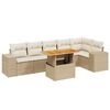 vidaXL Matgrupp f&ouml;r tr&auml;dg&aring;rden med dynor 7 delar beige konstrotting
