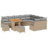 vidaXL Tr&auml;dg&aring;rdsoffset med kudde 12 pcs Beige konstrotting