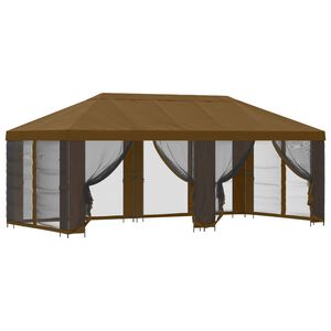 vidaXL Tr&auml;dg&aring;rdsgazebo med sidov&auml;ggar 6 x 3 m Taupe Polyester och St&aring;l