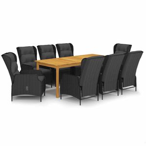 vidaXL Matgrupp för trädgården 9 delar mörkgrå