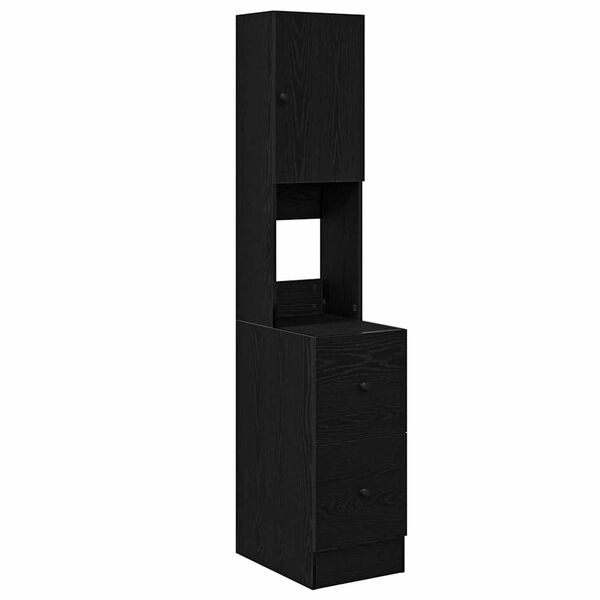 vidaXL K&ouml;ksbuff&eacute; med l&aring;da med hylla med d&ouml;rr Svart Ek 32 x 50 x 180 cm