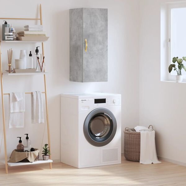 vidaXL V&auml;ggsk&aring;p betonggr&aring; 34,5x34x90 cm