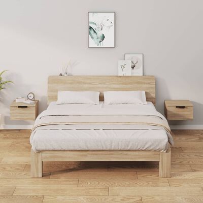 vidaXL Väggmonterade sängbord 2 st sonoma-ek 34x30x20 cm