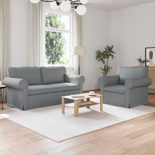 vidaXL Soffa 2 pcs Ljusgr&aring;