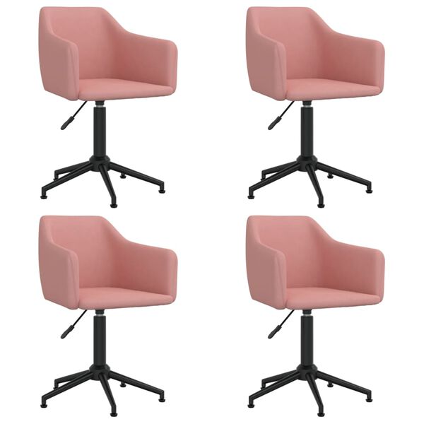 vidaXL Snurrbara matstolar 4 st rosa sammet