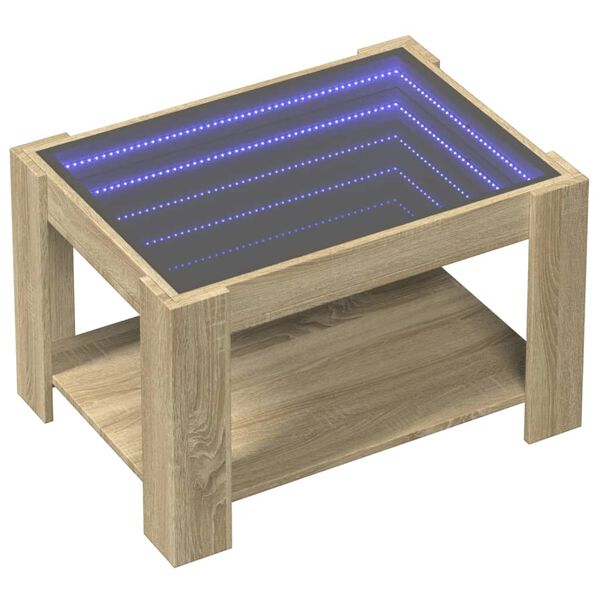 vidaXL Soffbord med LEDs sonoma-ek 73x53x45 cm konstruerat tr&auml;