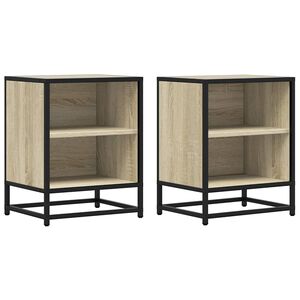 vidaXL S&auml;ngbord 2 st sonoma-ek 40x31x50 cm konstruerat tr&auml; och metall