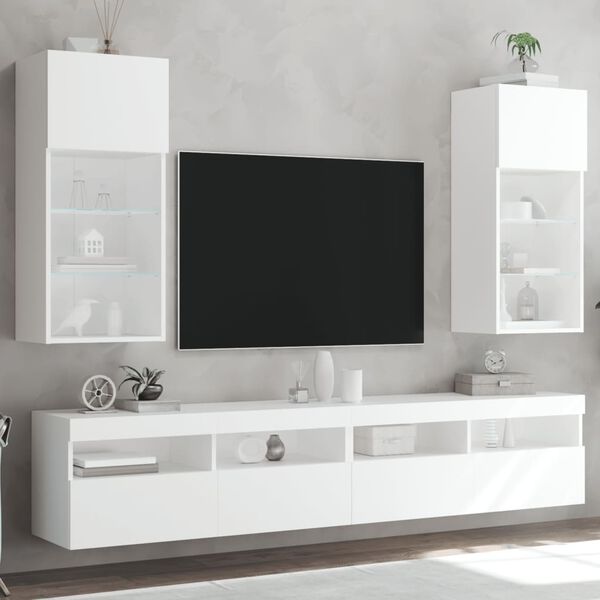 vidaXL TV-b&auml;nk med LED-belysning 2 st vit 40,5x30x90 cm