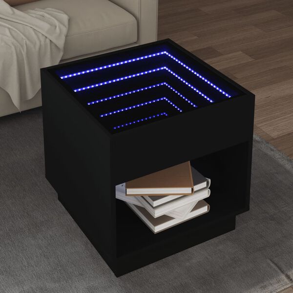vidaXL Soffbord med Infinity LEDs svart 50x50x50 cm