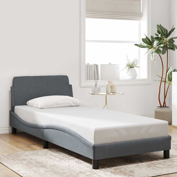 vidaXL Bed Frame "Dover" Dark Grey 90x200 cm Velvet
