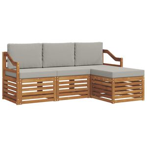 vidaXL Utomhussoffset med kudde 4 pcs Naturlig och Ljus Gr&aring;