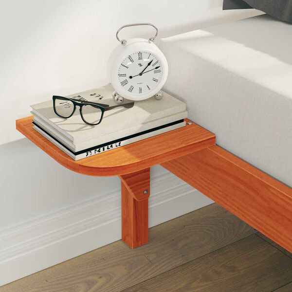 vidaXL S&auml;ngram med sidobord Vaxbrun 200 x 220 cm Massiv furu