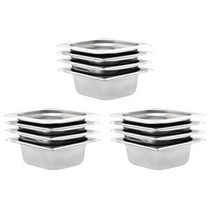vidaXL Gastronormkantiner 12 st GN 1/6 65 mm rostfritt st&aring;l