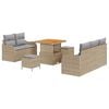 vidaXL Tr&auml;dg&aring;rdsoffset med kudde 8 pcs Beige konstrotting