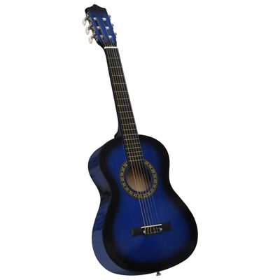 vidaXL Klassisk gitarr för nybörjare 8 delar blå 1/2 34"