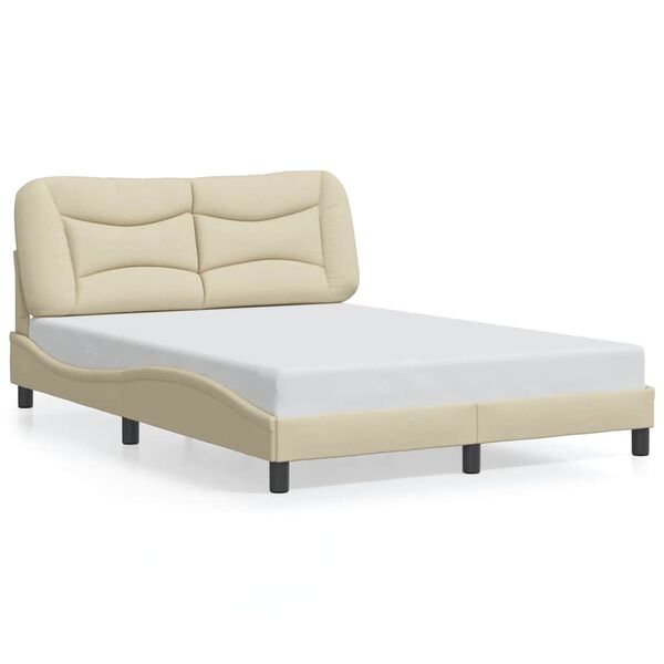 vidaXL Bed Frame without Mattress "Hvar" Cream 140x190 cm Fabric