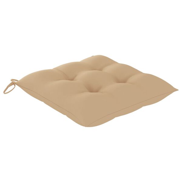 vidaXL Trädgårdsstolar med beige dynor 4 st massiv teak