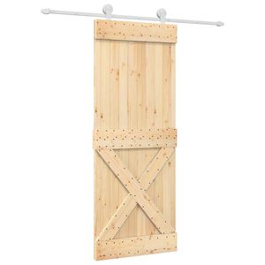 vidaXL Skjutd&ouml;rr Naturlig och vit 80 x 210 cm Massiv furutr&auml;d&ouml;rr