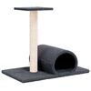 vidaXL Kl&ouml;spelare f&ouml;r katt med tunnel M&ouml;rkgr&aring; 60x34,5x50 cm