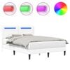 vidaXL S&auml;ngram med LED-ljusslingor Vit 120 x 190 cm Konstl&auml;der