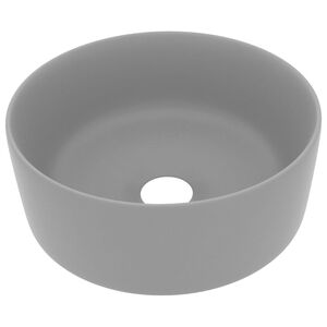 vidaXL Lyxigt runt handfat matt ljusgr&aring; 40x15 cm keramik