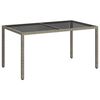 vidaXL Utebord 150x90x75 cm h&auml;rdat glas och konstrotting gr&aring;