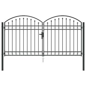 vidaXL Staketgrind med lås Grå 301 x 224.5 cm Stål